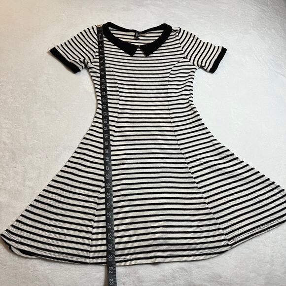 H&M Divided Fit and Flare Stripe Collar Mini Dress Size 6 Waffle Knit Stretch - Picture 7 of 7